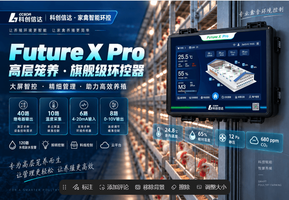 Future X Pro家禽环境控制器：面向集团型场区的高配人机界面配置