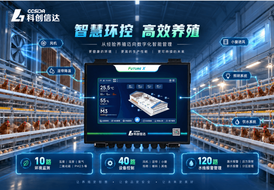 Future X家禽环境控制器｜高层笼养鸡舍智能环控系统-科创信达